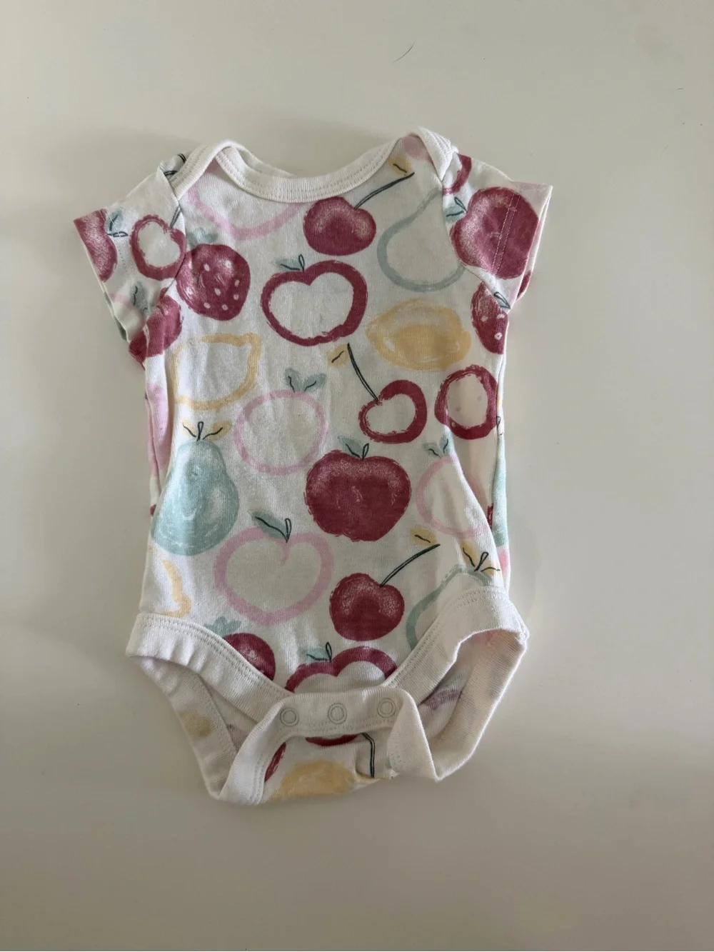 Baby Fruit-Print One-Piece Bodysuit in White and Red - Unbranded